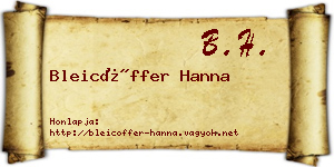 Bleicöffer Hanna névjegykártya